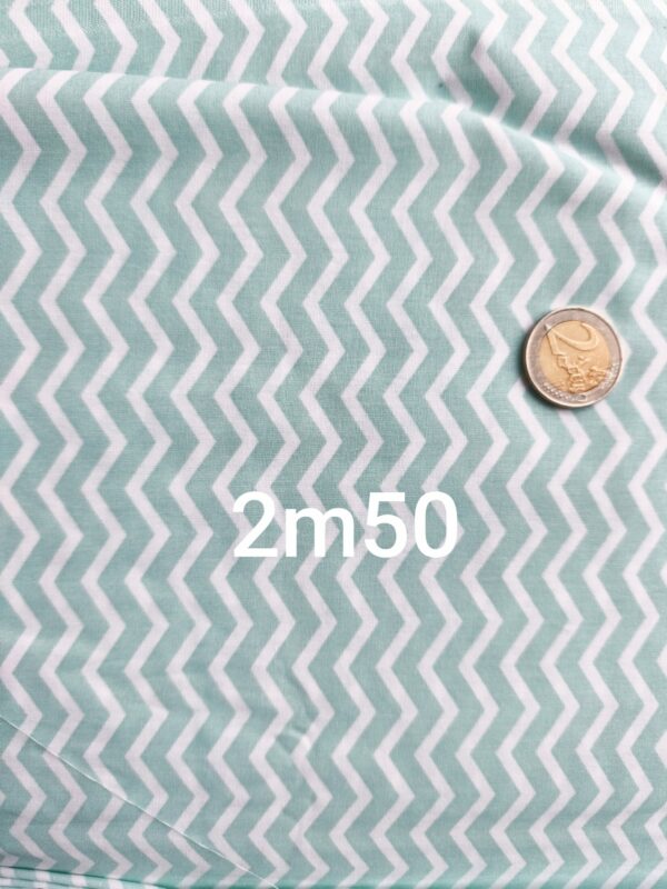 T1 tissu coton chevron vert d'eau 2 mètres 50