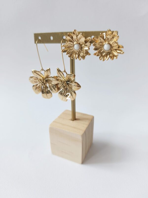 Boucle d'oreilles acier inoxydable fleur à perle