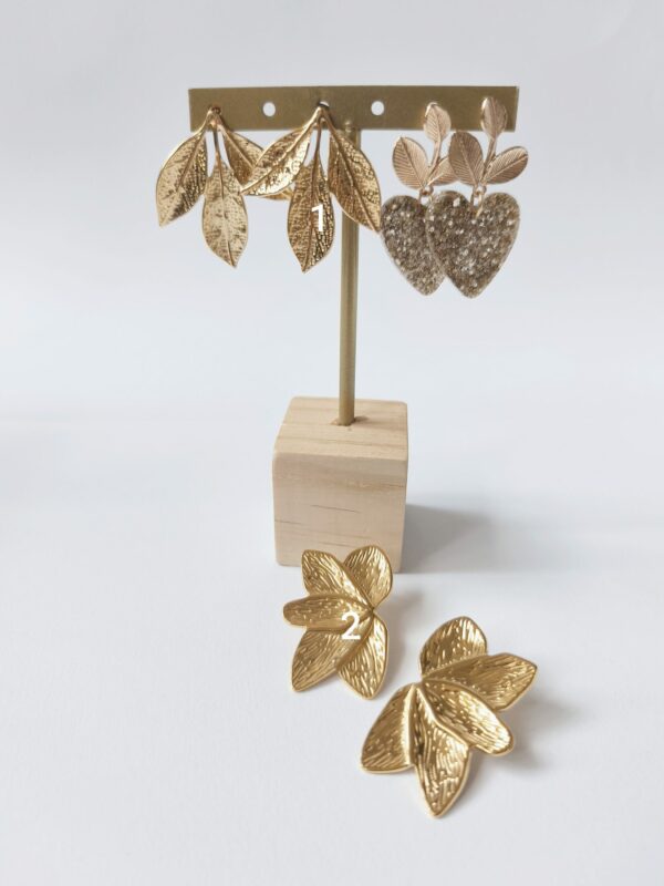 Boucle d'oreilles acier inoxydable feuilles