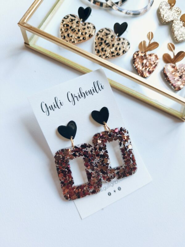 Boucle d'oreilles rectangle paillette