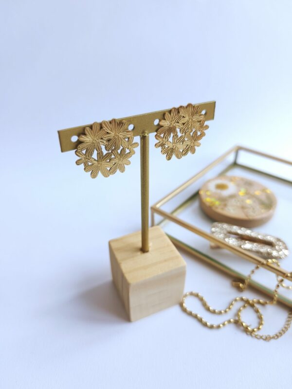 Boucle d'oreilles acier inoxydable fleurs