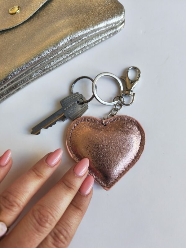 Porte Clé Coeur Simili Cuir ROSE