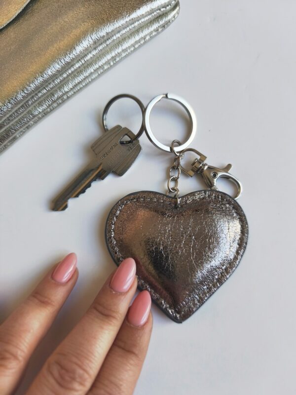 Porte Clé Coeur Simili Cuir BRONZE