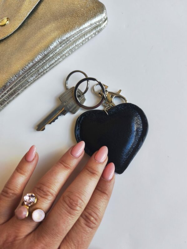 Porte Clé Coeur Simili Cuir NOIR