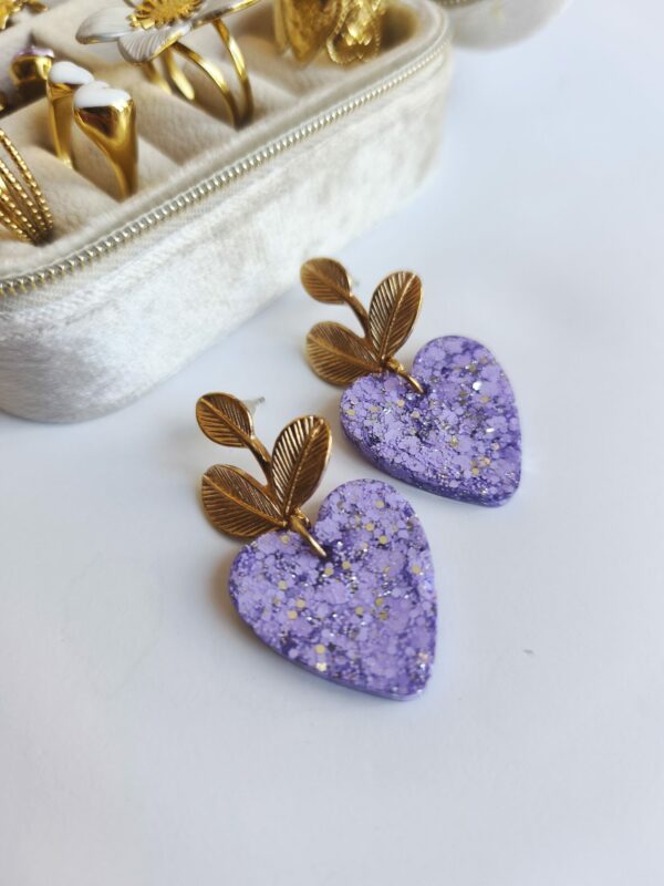 Boucle d'oreille Glitter Coeur lilas