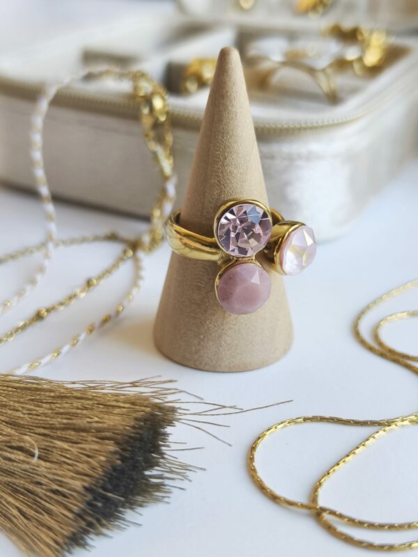 Bague Pierres naturelles Macaron Rose