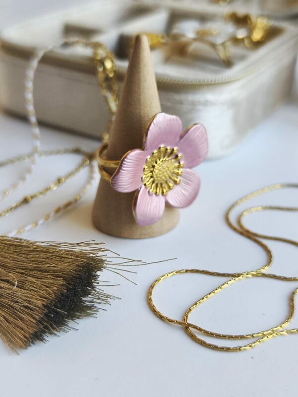 Bague Fleur Irisée Rose