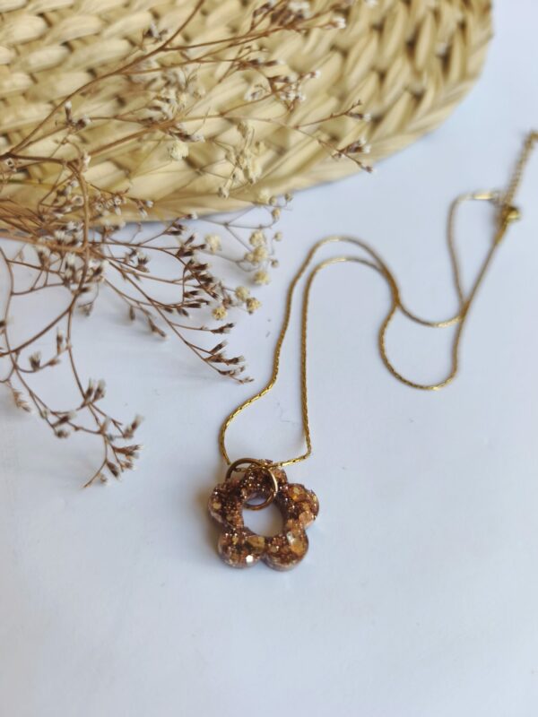 Collier Flower Glitter Bronze