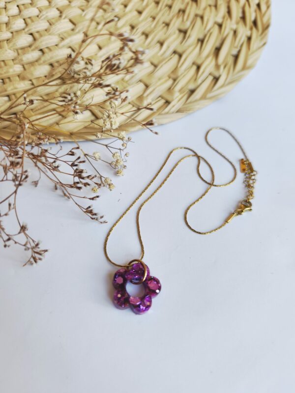 Collier Flower Glitter Violet