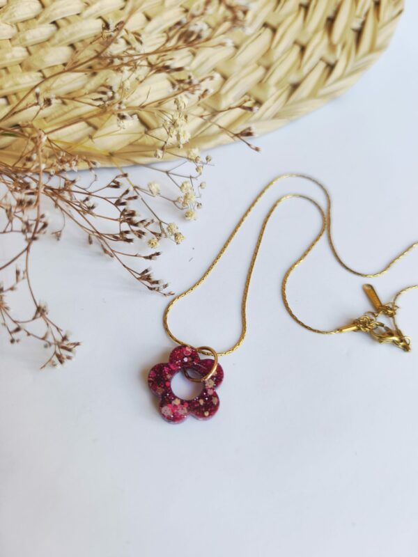 Collier Flower Glitter Fuschia