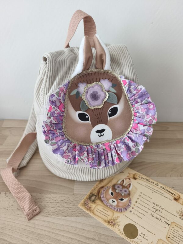 Sac maternelle lapin lilas