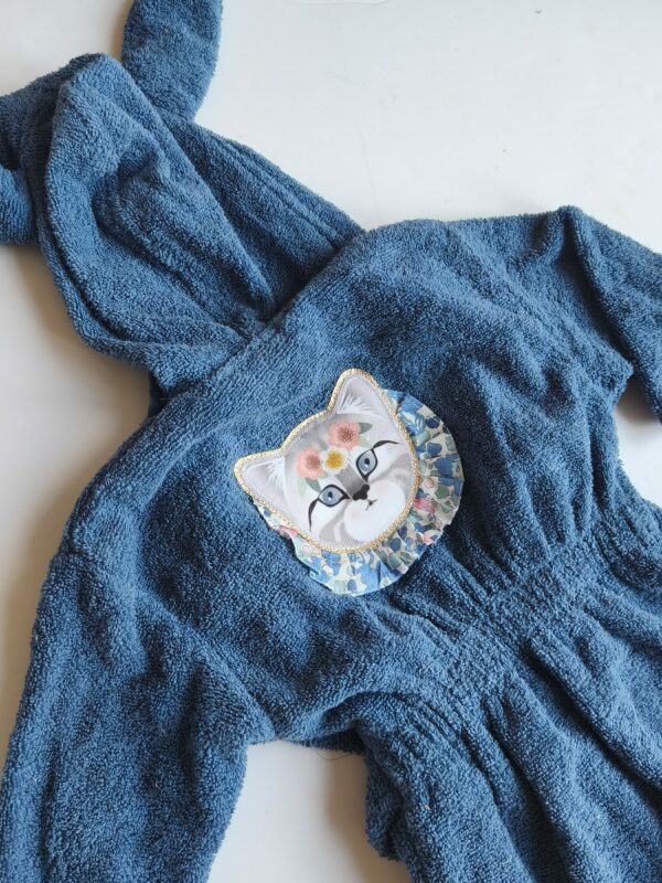 Peignoir taille 1-2 ans chaton liberty bleu