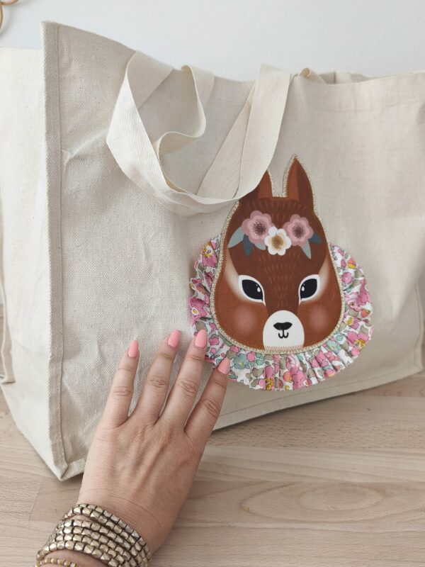 Maxi tote bag écureuil fleuri